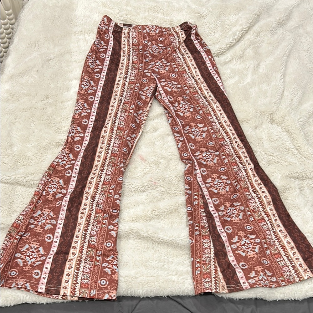 Bohemian Flare Pants with Pattern
